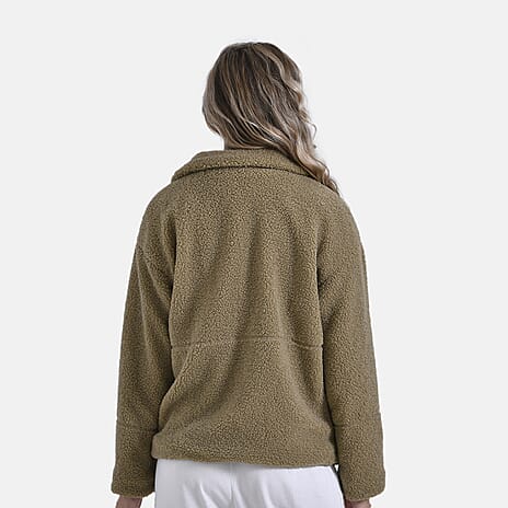 La Marey Plush Jacket with Pockets (Size 20 to 22) - Green