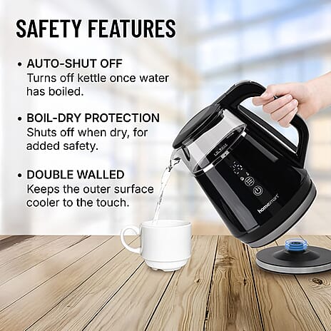 Smart Electric Kettle with Digital Display, Temperature Control - Memory Function (Power 1100W) - Black
