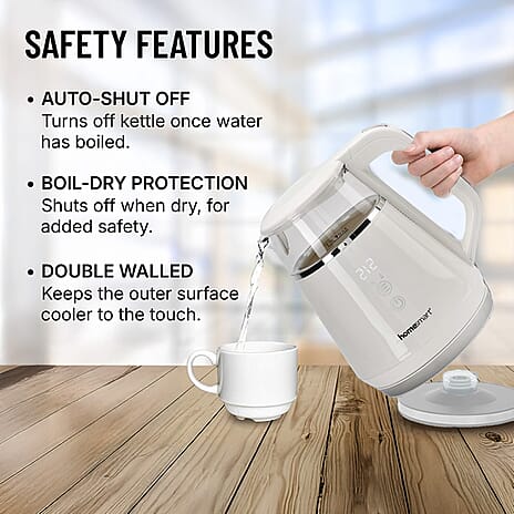Smart Electric Kettle with Digital Display, Temperature Control - Memory Function (Power 1100W) - White