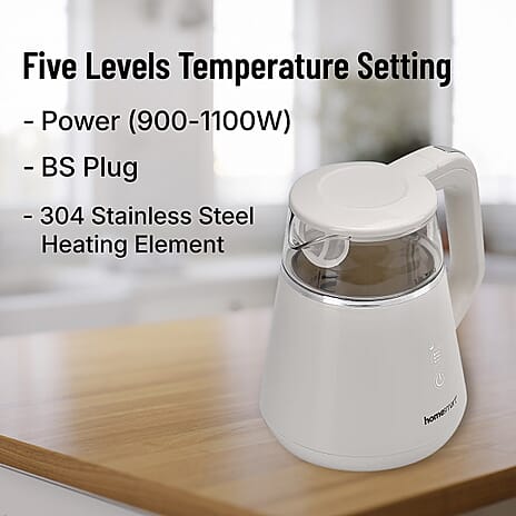Smart Electric Kettle with Digital Display, Temperature Control - Memory Function (Power 1100W) - White