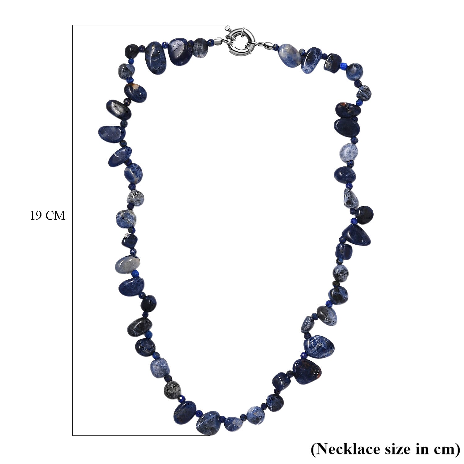 Sodalite, Lapis Lazuli Necklace (Size - 20) With Senorita Clasp in Pure White Platinum Overlay, 152.350 Ct.
