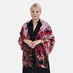 La Marey Merino Wool Printed Scarf - Red