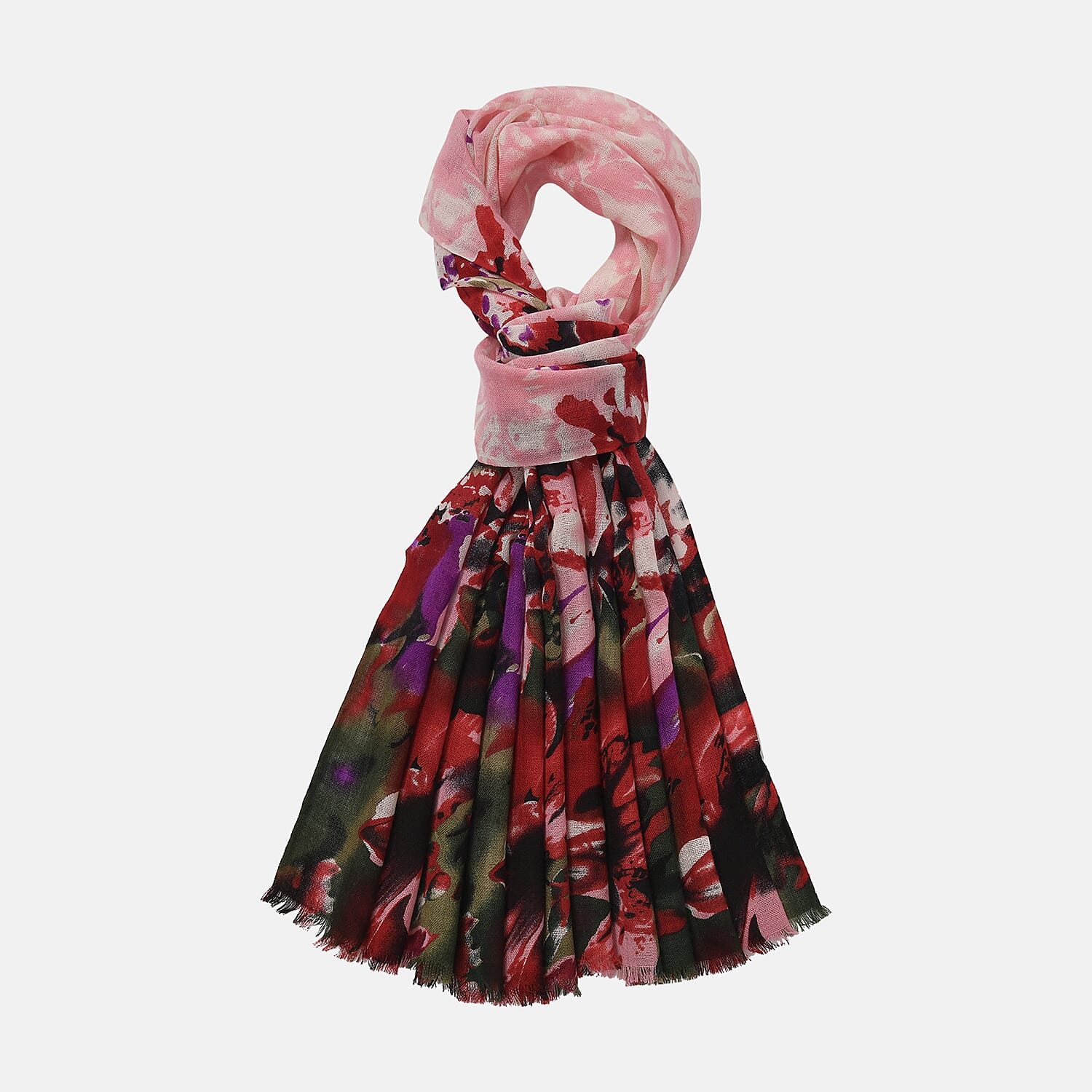 La Marey Merino Wool Printed Scarf - Red