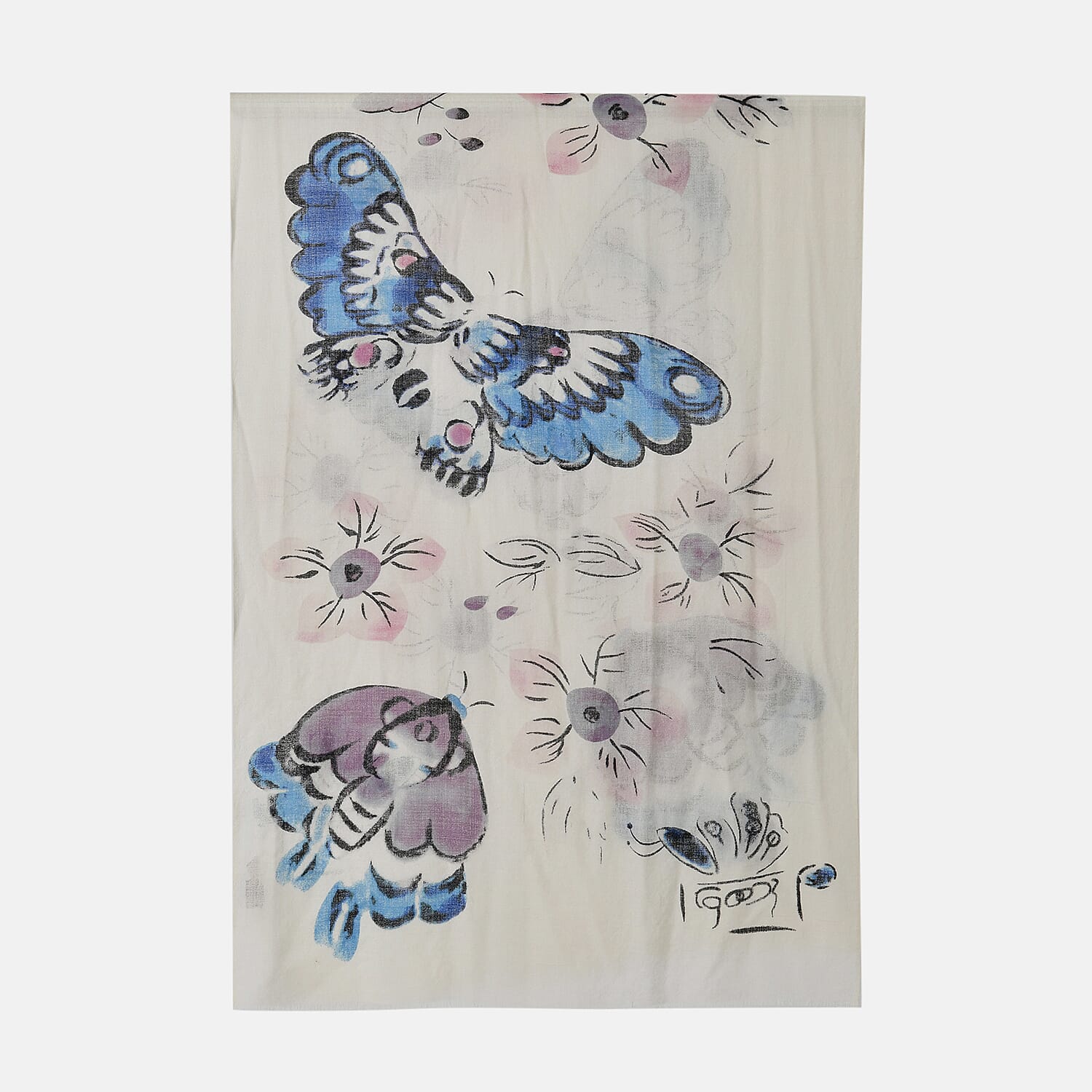 La Marey Merino Wool Printed Scarf - White
