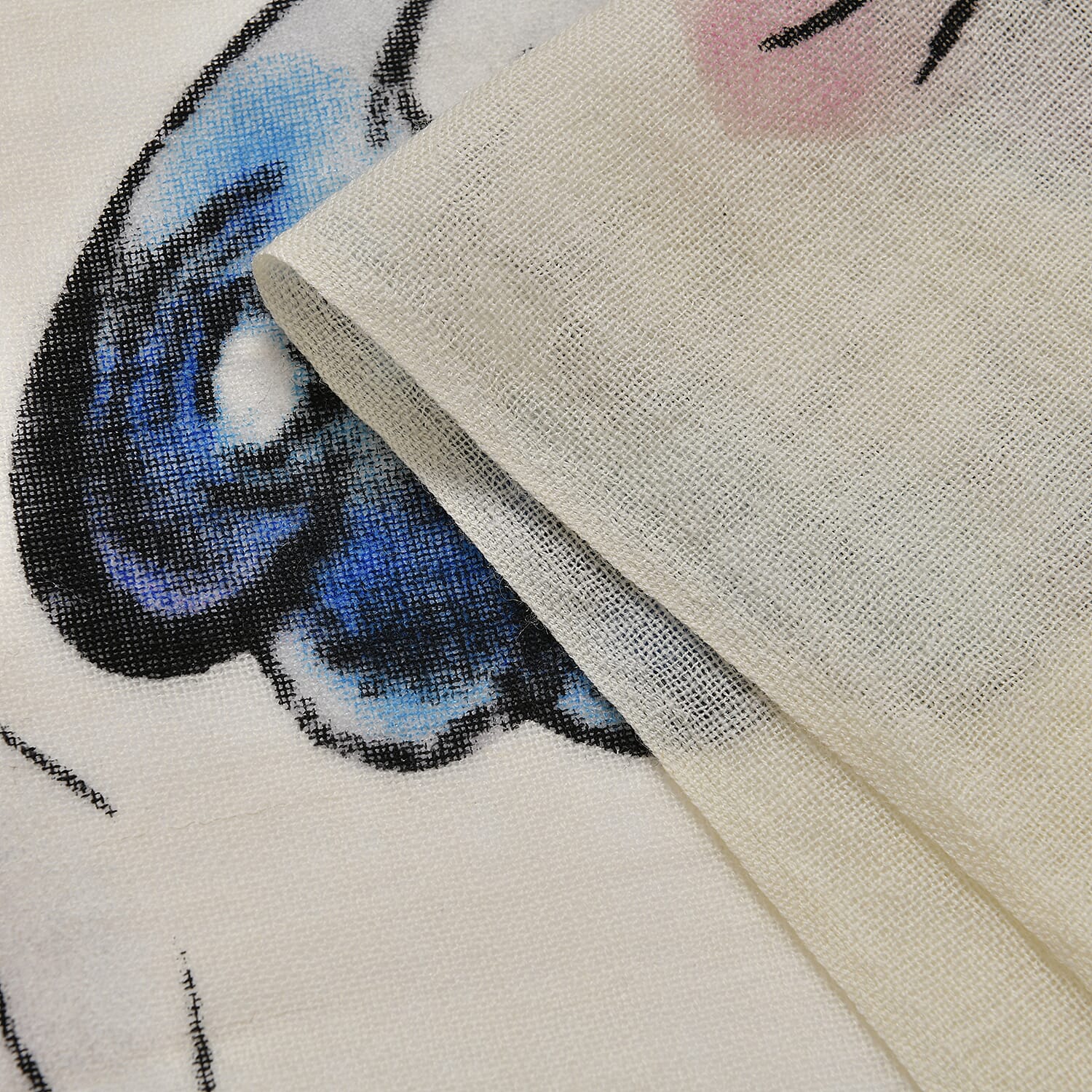 La Marey Merino Wool Printed Scarf - White