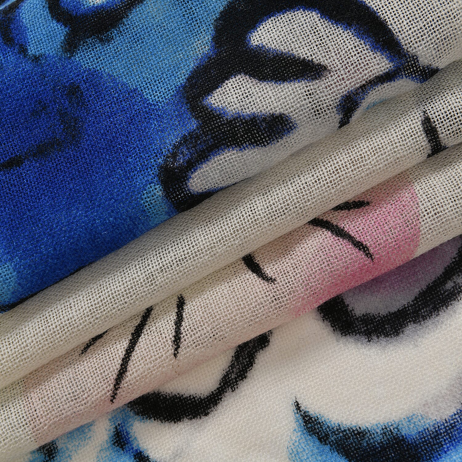 La Marey Merino Wool Printed Scarf - White