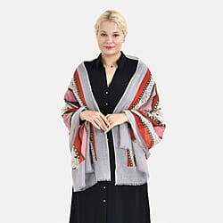 La Marey Merino Wool Printed Scarf - Red