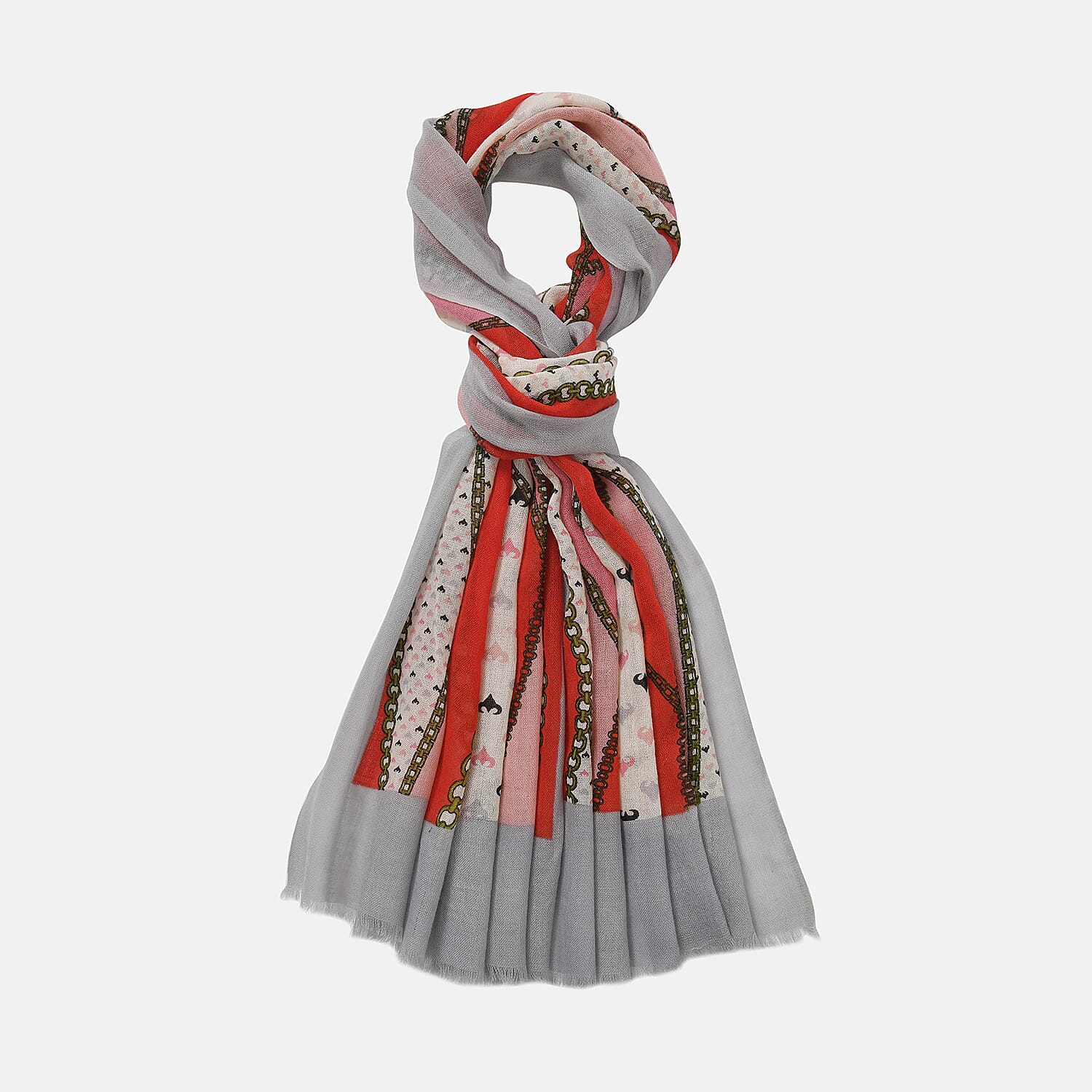 La Marey Merino Wool Printed Scarf  - White