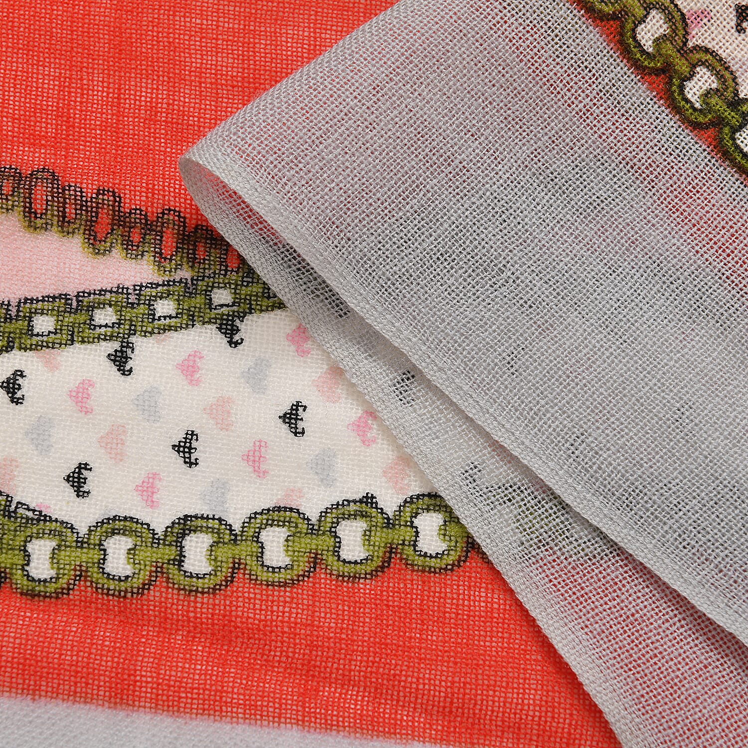 La Marey Merino Wool Printed Scarf  - White