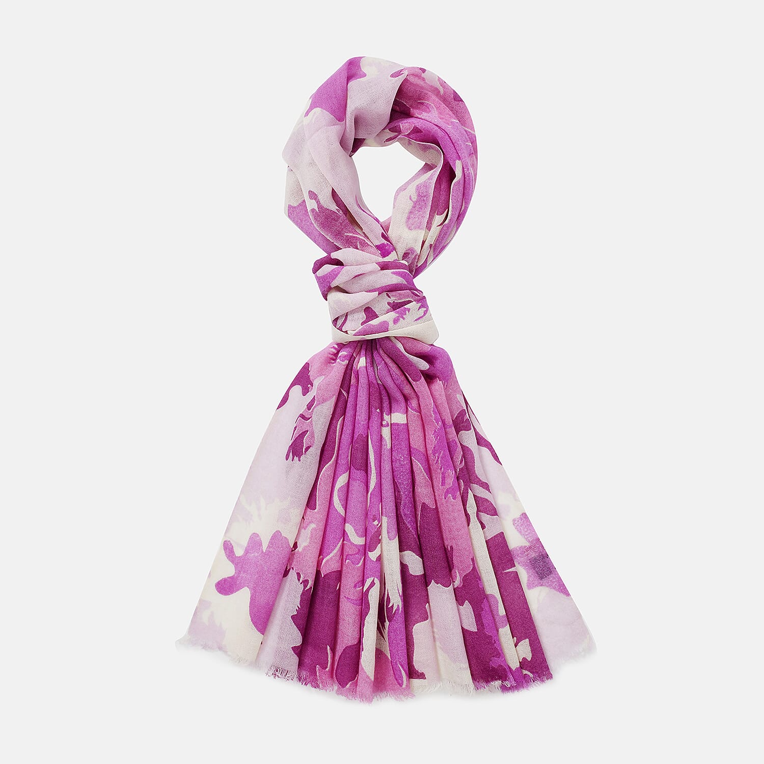 La Marey Merino Wool Printed Scarf - Purple