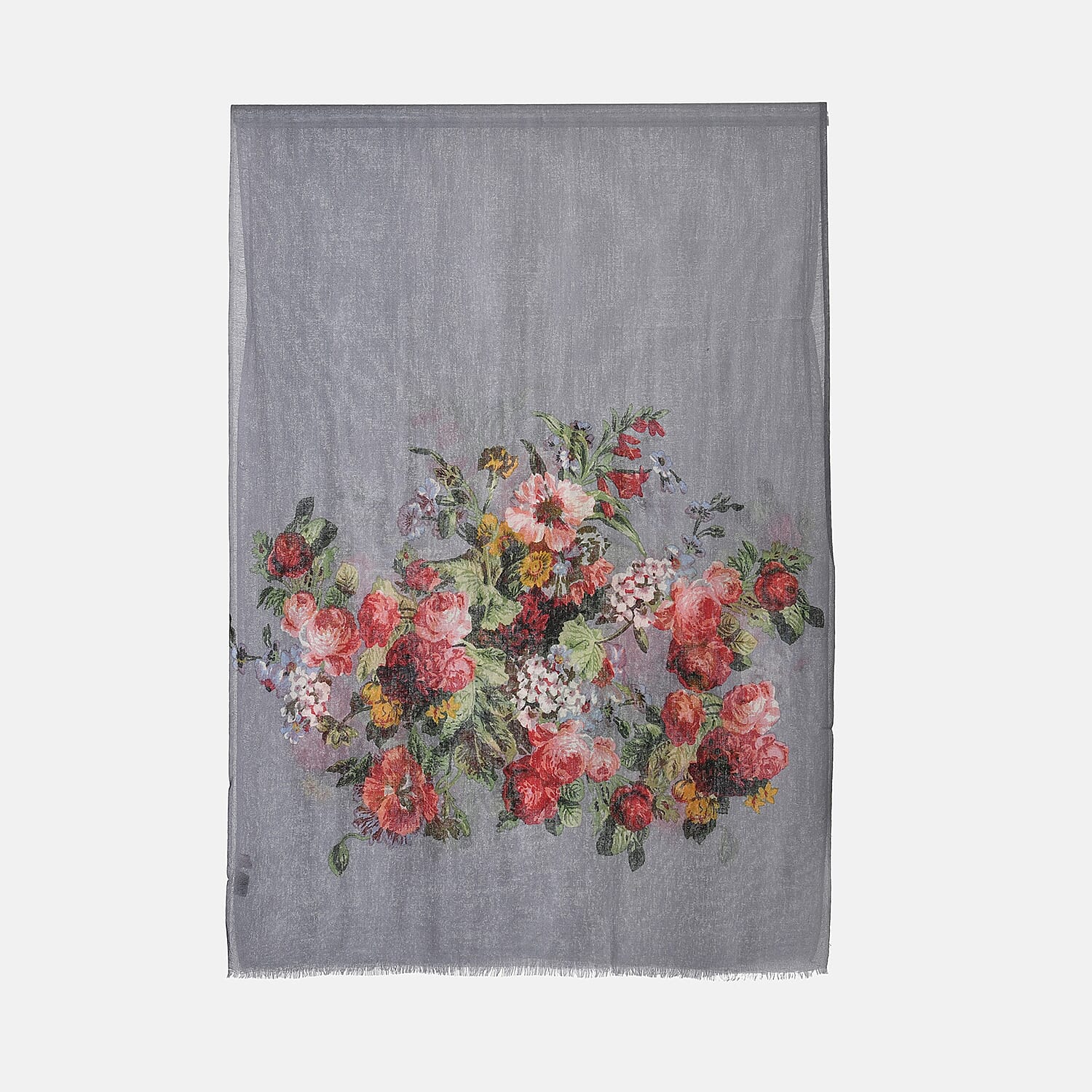 La Marey Merino Wool Printed Scarf - Grey