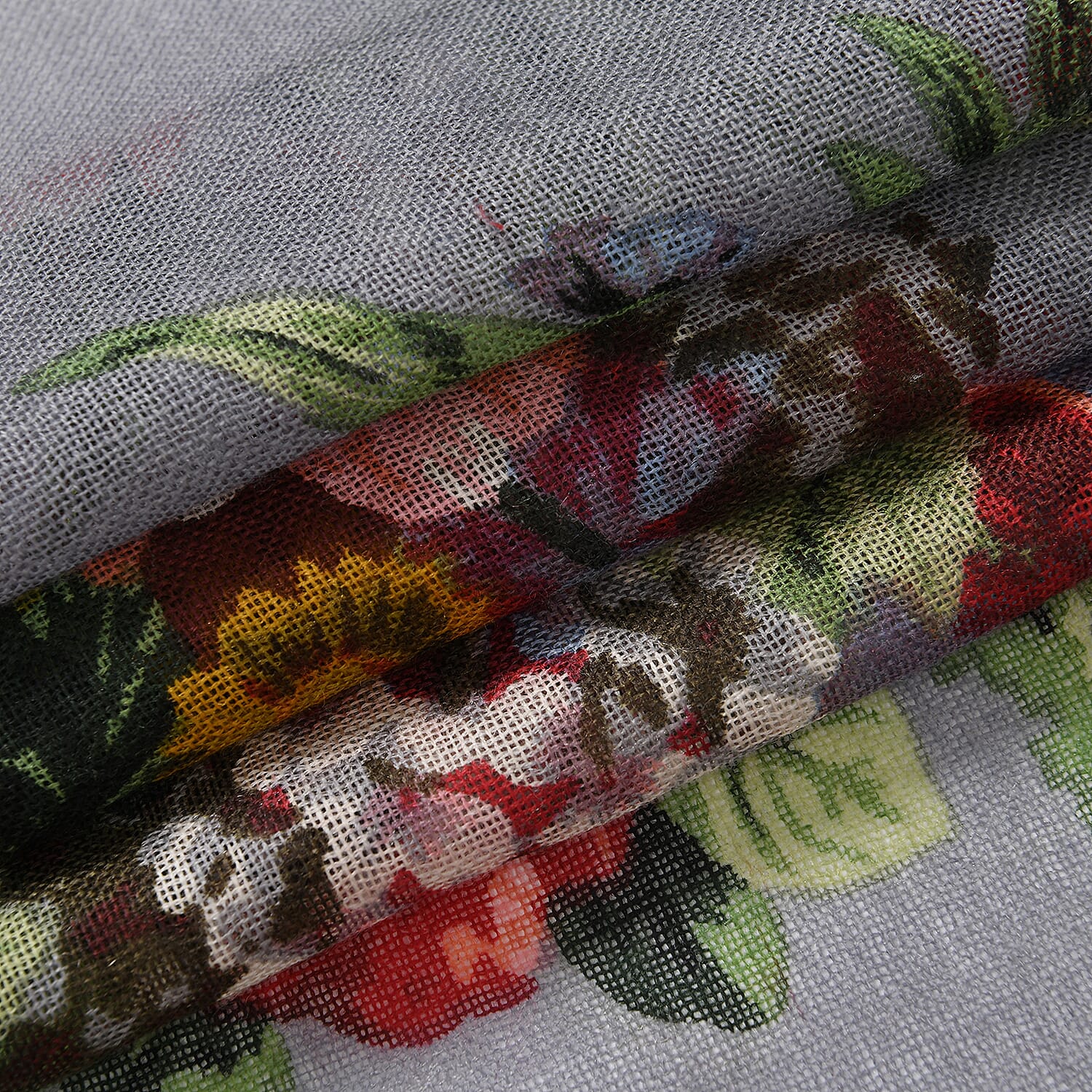 La Marey Merino Wool Printed Scarf - Grey