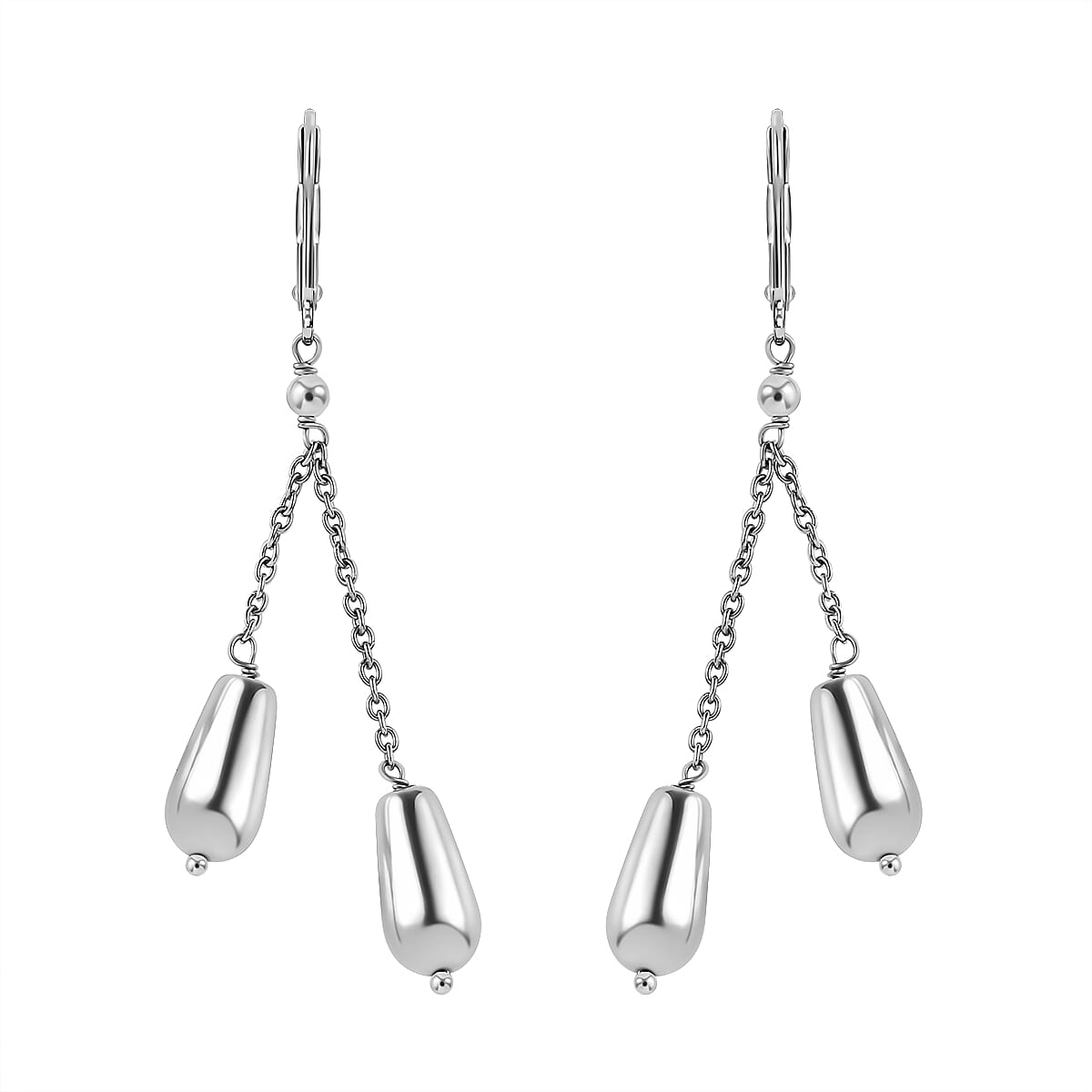 Hematite Earring With Lever Back in Platinum Overlay, 30.00 Ct.