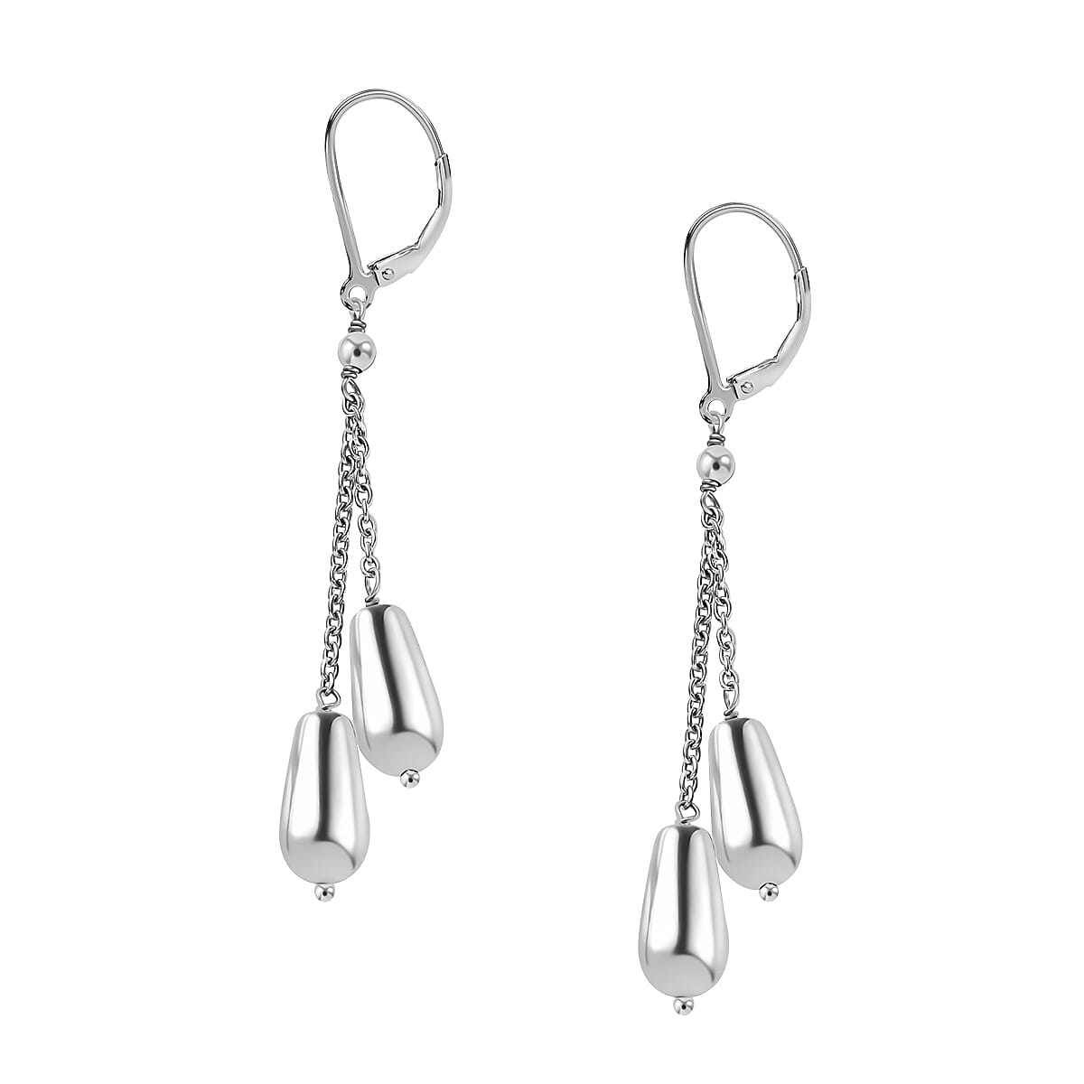 Hematite Earring With Lever Back in Platinum Overlay, 30.00 Ct.
