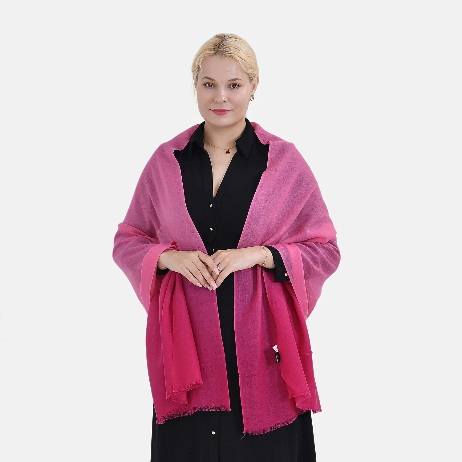 La Marey Merino Wool Printed Scarf - Pink