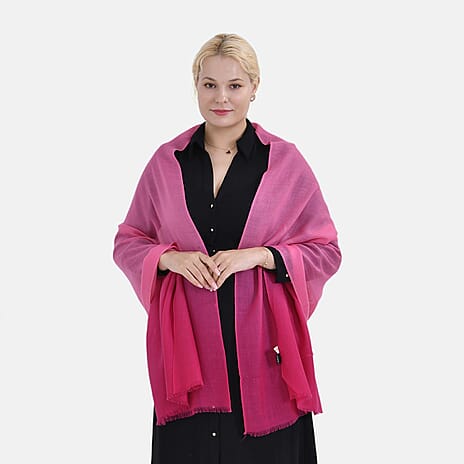 La Marey Merino Wool Printed Scarf - Pink