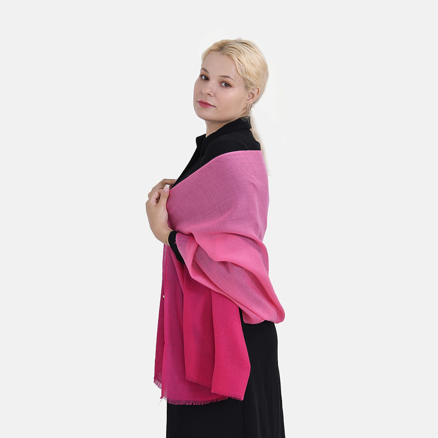 La Marey Merino Wool Printed Scarf - Pink