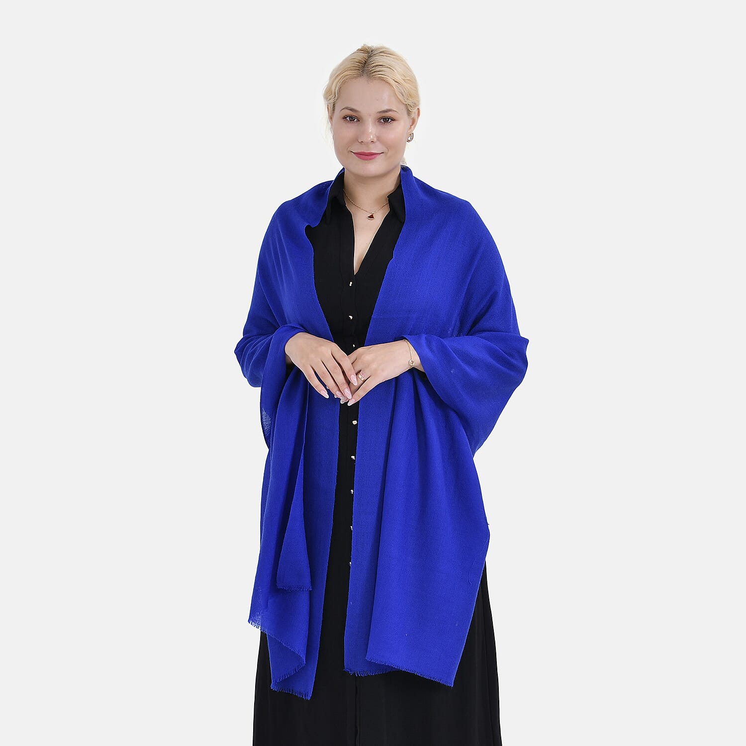 La Marey Merino Wool Printed Scarf - Blue