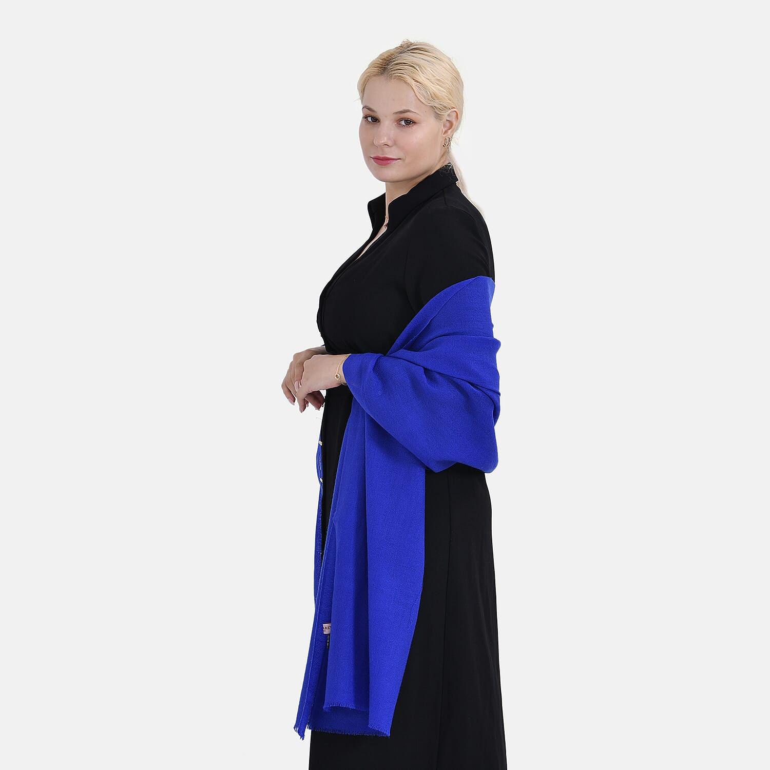 La Marey Merino Wool Printed Scarf - Blue