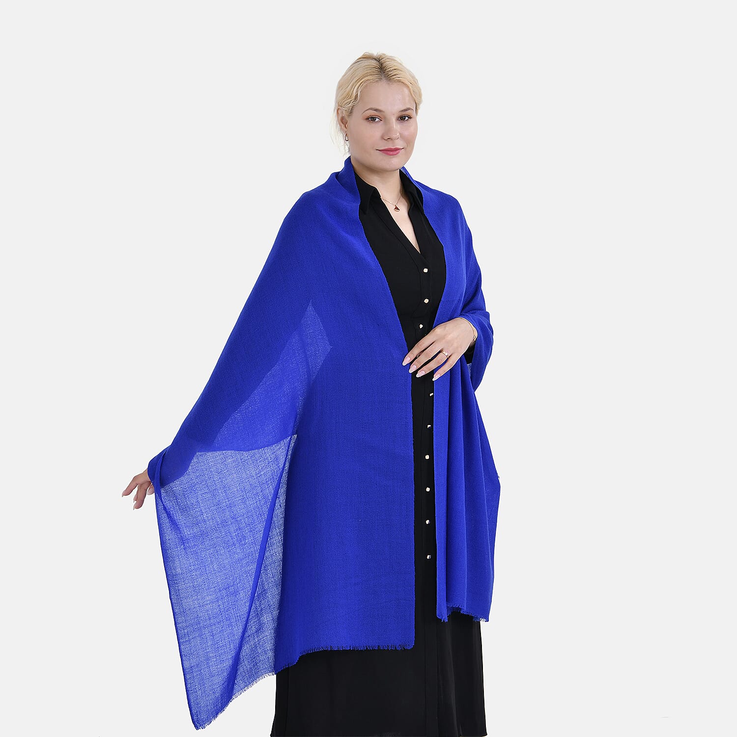 La Marey Merino Wool Printed Scarf - Blue