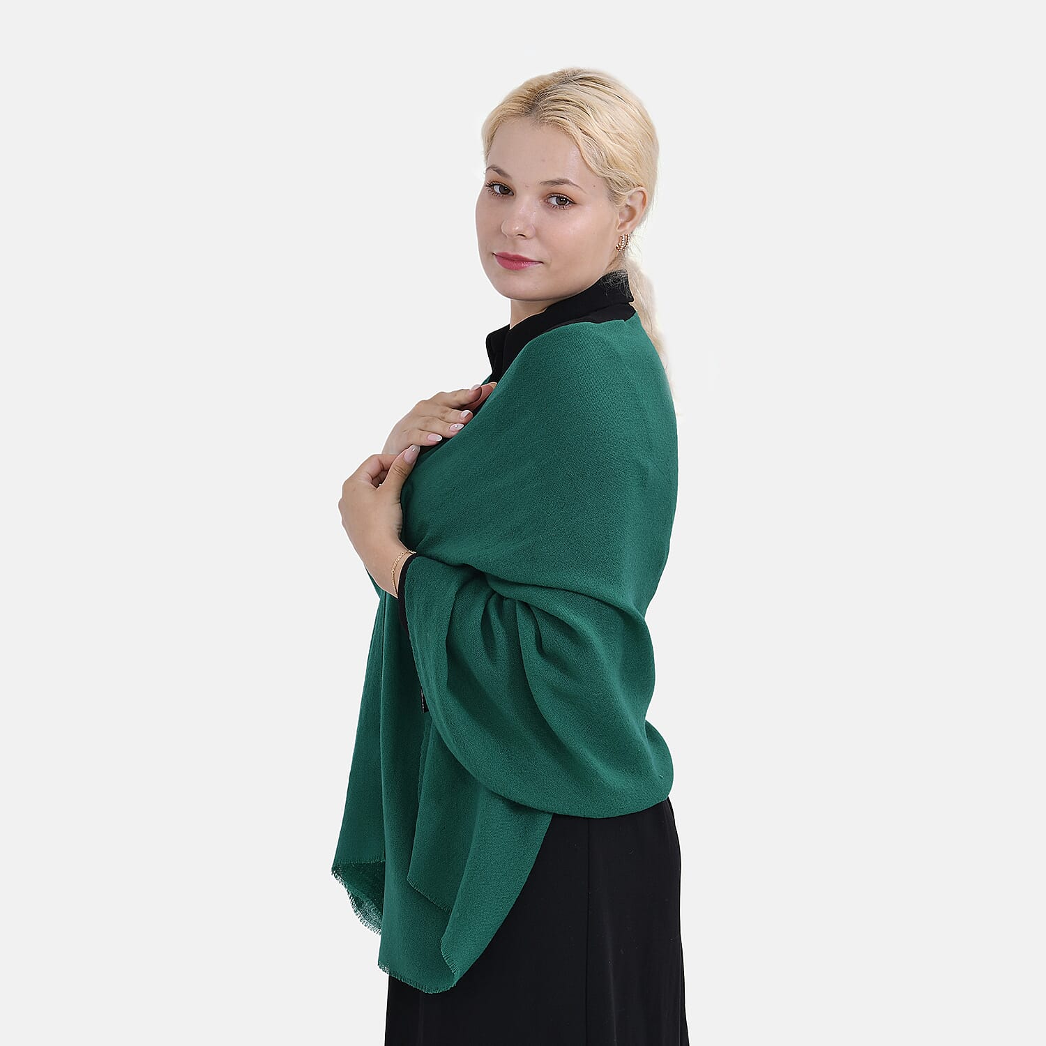 La Marey Merino Wool Printed Scarf - Green