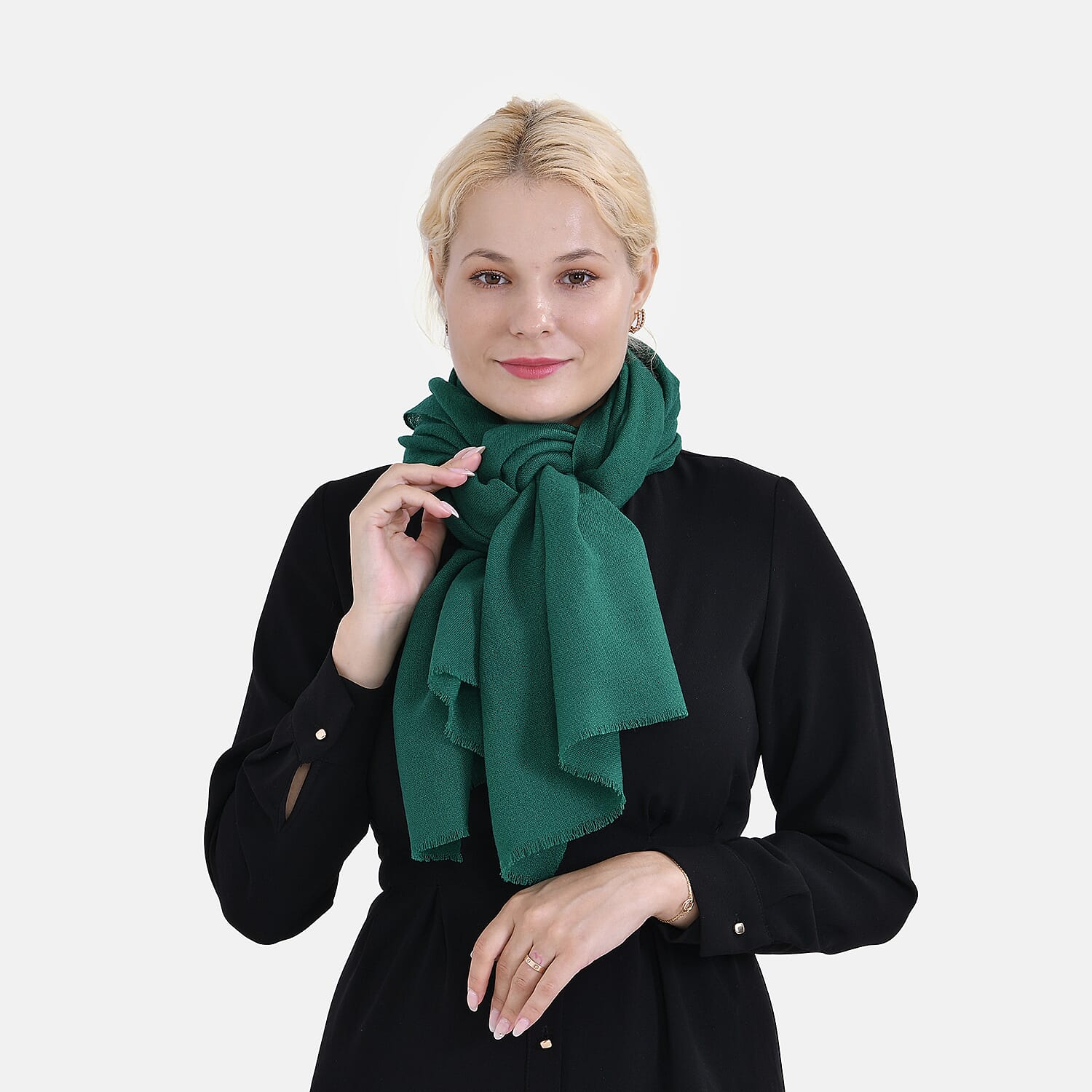 La Marey Merino Wool Printed Scarf - Green
