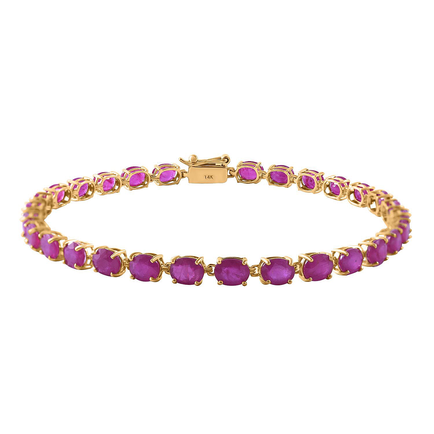 One Time Closeout 14K Yellow Gold AAA Natural Montepuez Gemfields Montepuez Ruby Bracelet Size 7.5 14.63 ct Gold Wt. 5.05 Gms 7850169 TJC