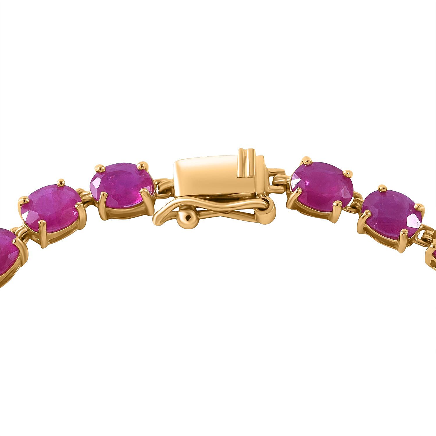 One Time Closeout - 14K Yellow Gold AAA Natural Montepuez Gemfields Montepuez Ruby Bracelet (Size - 7.5) 14.63 ct, Gold Wt. 5.05 Gms