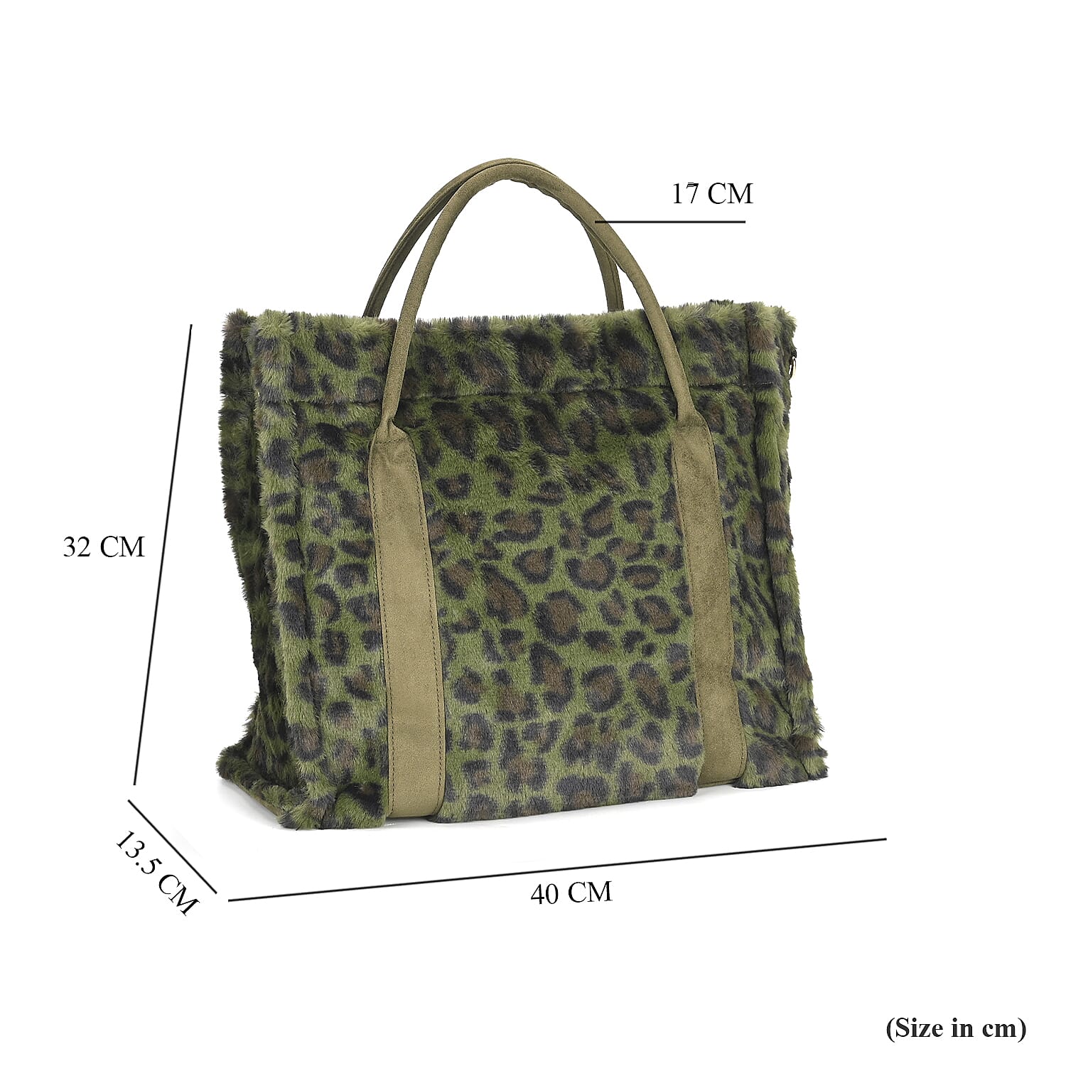 Leopard Pattern Faux Fur Plush Tote Bag with Handle Drop