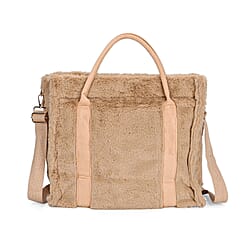 Faux Fur Plush Tote Bag with Handle Drop - Navy