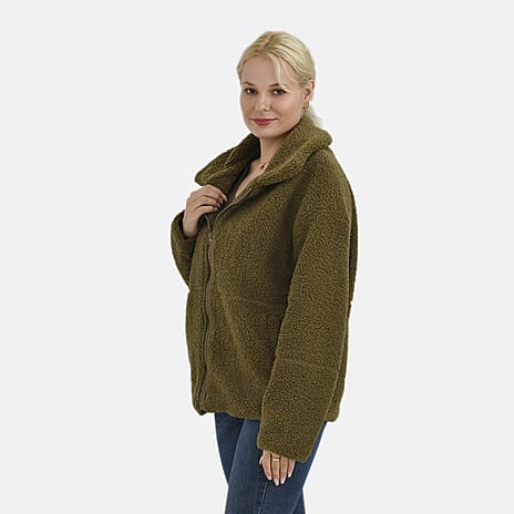 La Marey Borg Jacket with Pockets (Size L) - Green