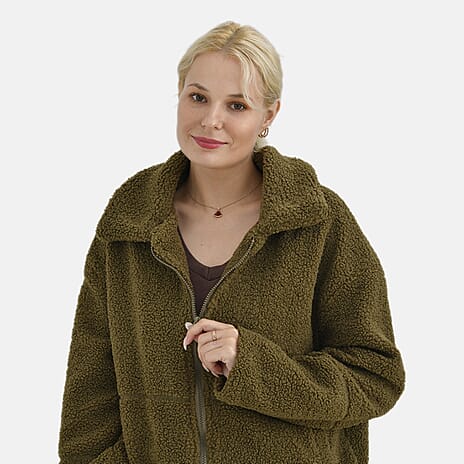 La Marey Borg Jacket with Pockets (Size L) - Green