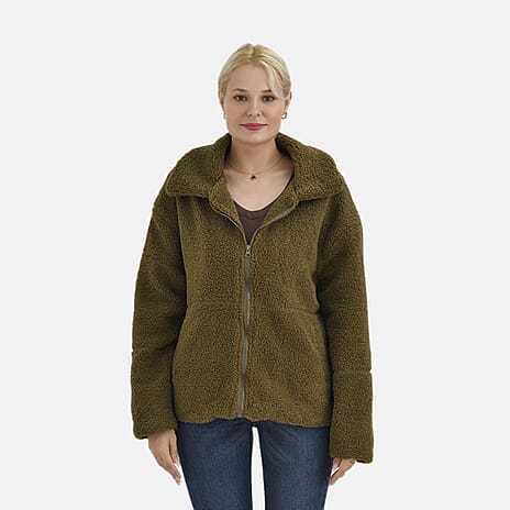 La Marey Borg Jacket with Pockets (Size XL) - Green