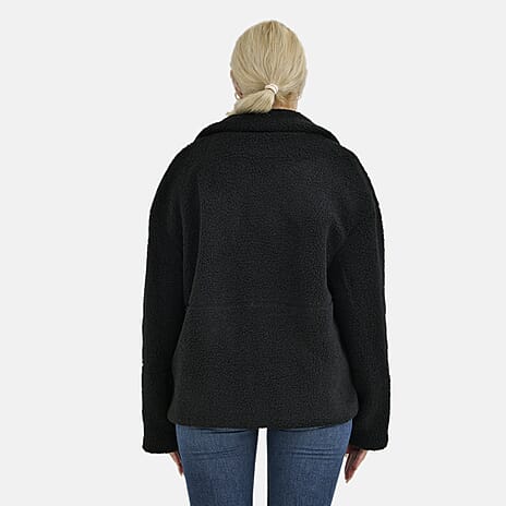 La Marey Borg Jacket with Pockets (Size 12 to 14) - Black