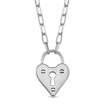 Designer Inspiration - Padlock Necklace With Heart Charm (Size - 24-2)