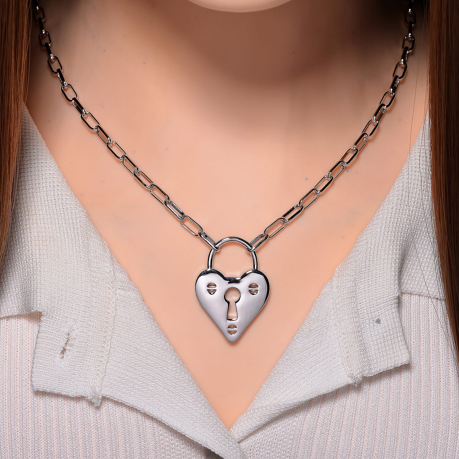 Padlock Necklace With Heart Charm (Size - 24+2)