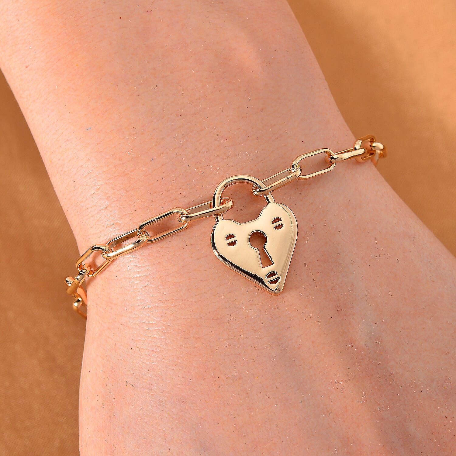 Designer Inspiration - Padlock Bracelet With Heart Charm (Size - 8-2)