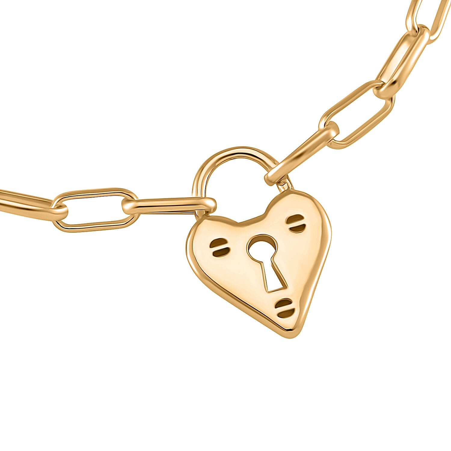 Designer Inspiration - Padlock Bracelet With Heart Charm (Size - 8-2)