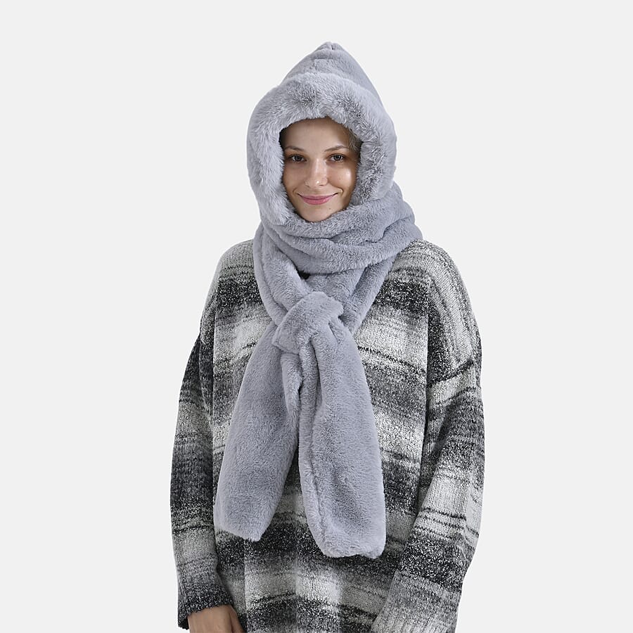 Plush Hooded Hat and Scarf Set