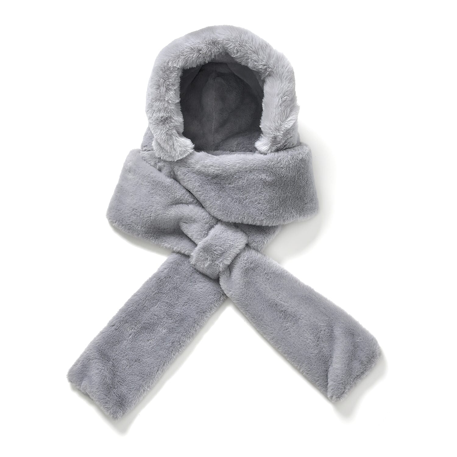 Super Soft Plush Hat and Scarf Set - Grey