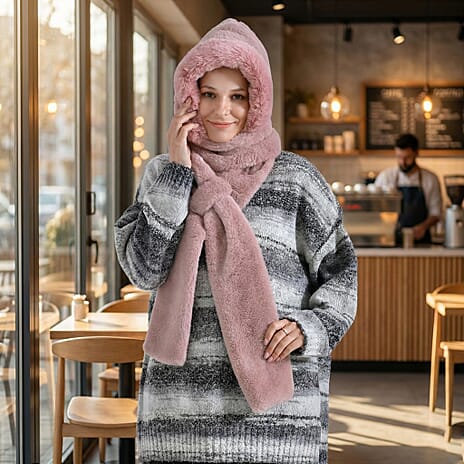 Super Soft Plush Hat and Scarf Set - Pink