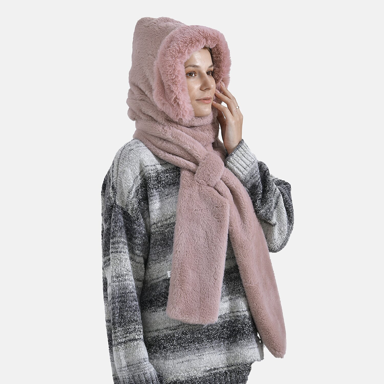 Super Soft Plush Hat and Scarf Set - Pink