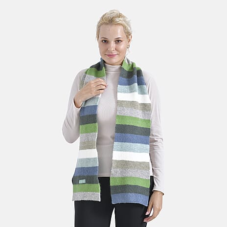 La Marey Knitted Striped Scarf - Blue & Multicolor