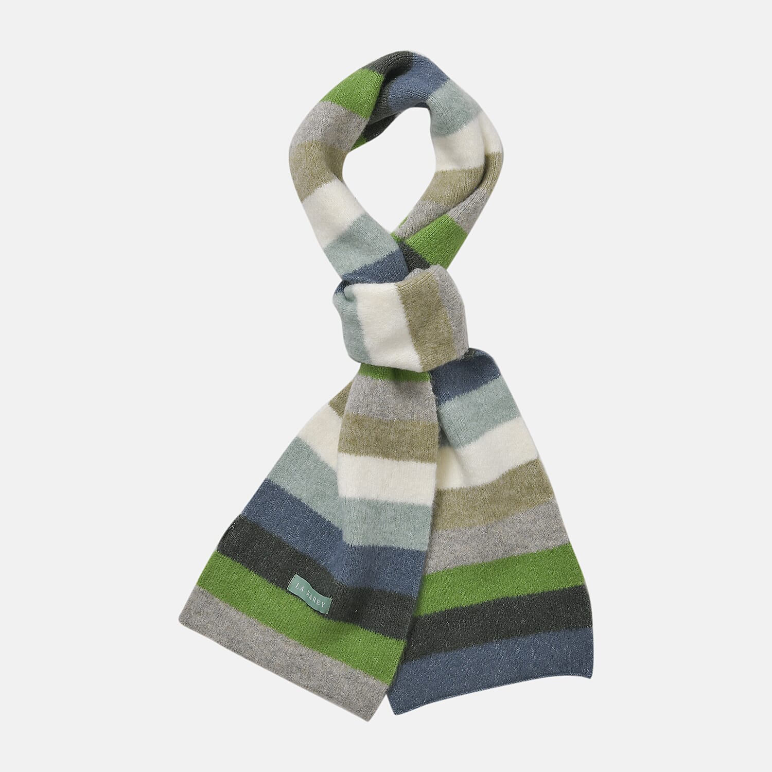La Marey Knitted Striped Scarf - Blue & Multicolor La Marey Knitted Striped Scarf - Blue & Multicolor