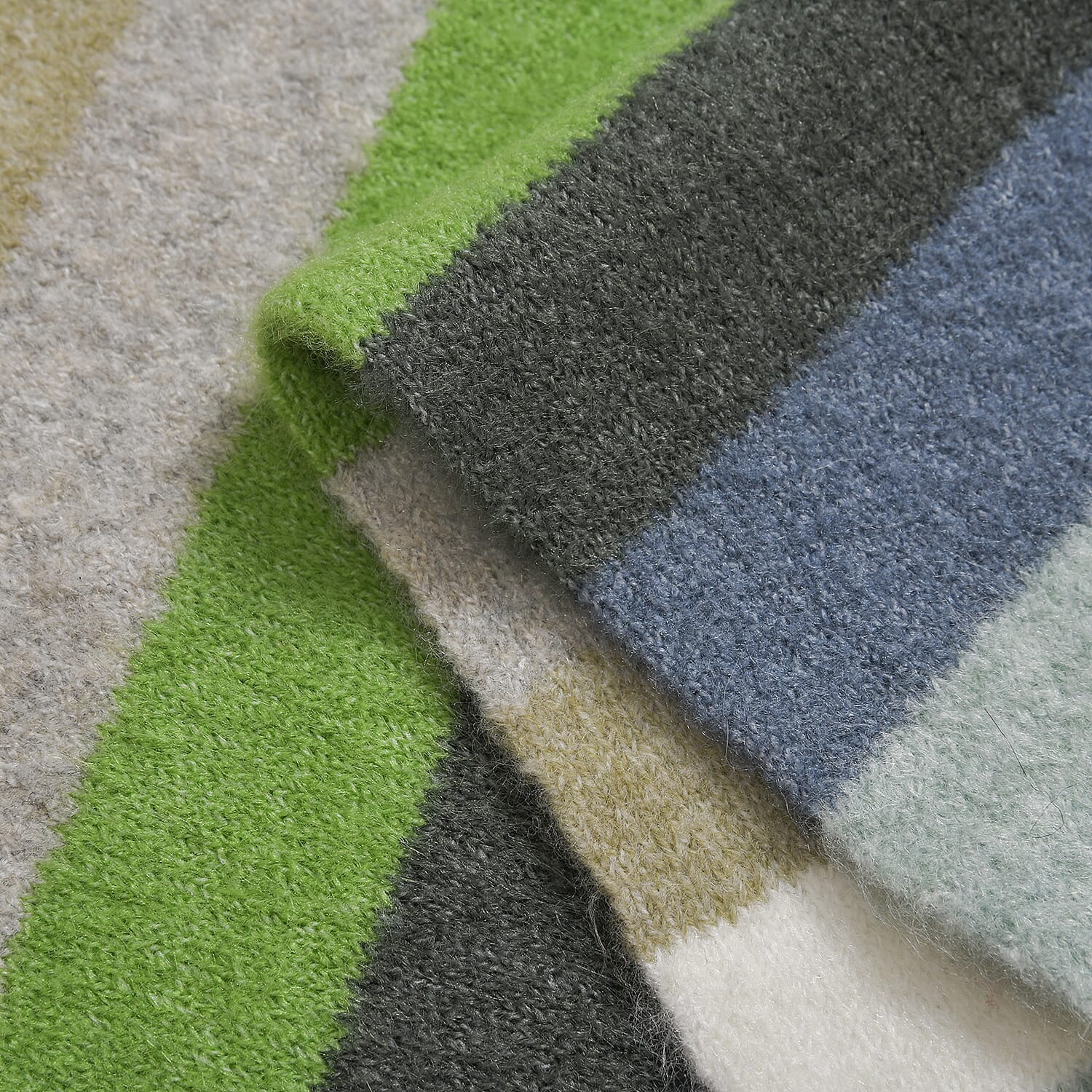 La Marey Knitted Striped Scarf - Blue & Multicolor La Marey Knitted Striped Scarf - Blue & Multicolor