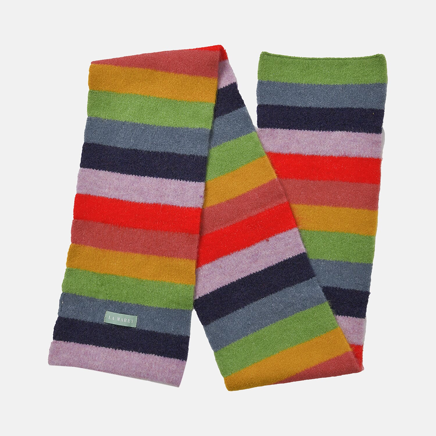La Marey Knitted Striped Scarf -  Red & Multicolor