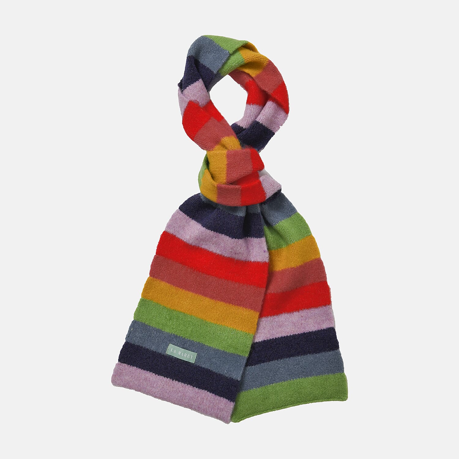 La Marey Knitted Striped Scarf -  Red & Multicolor