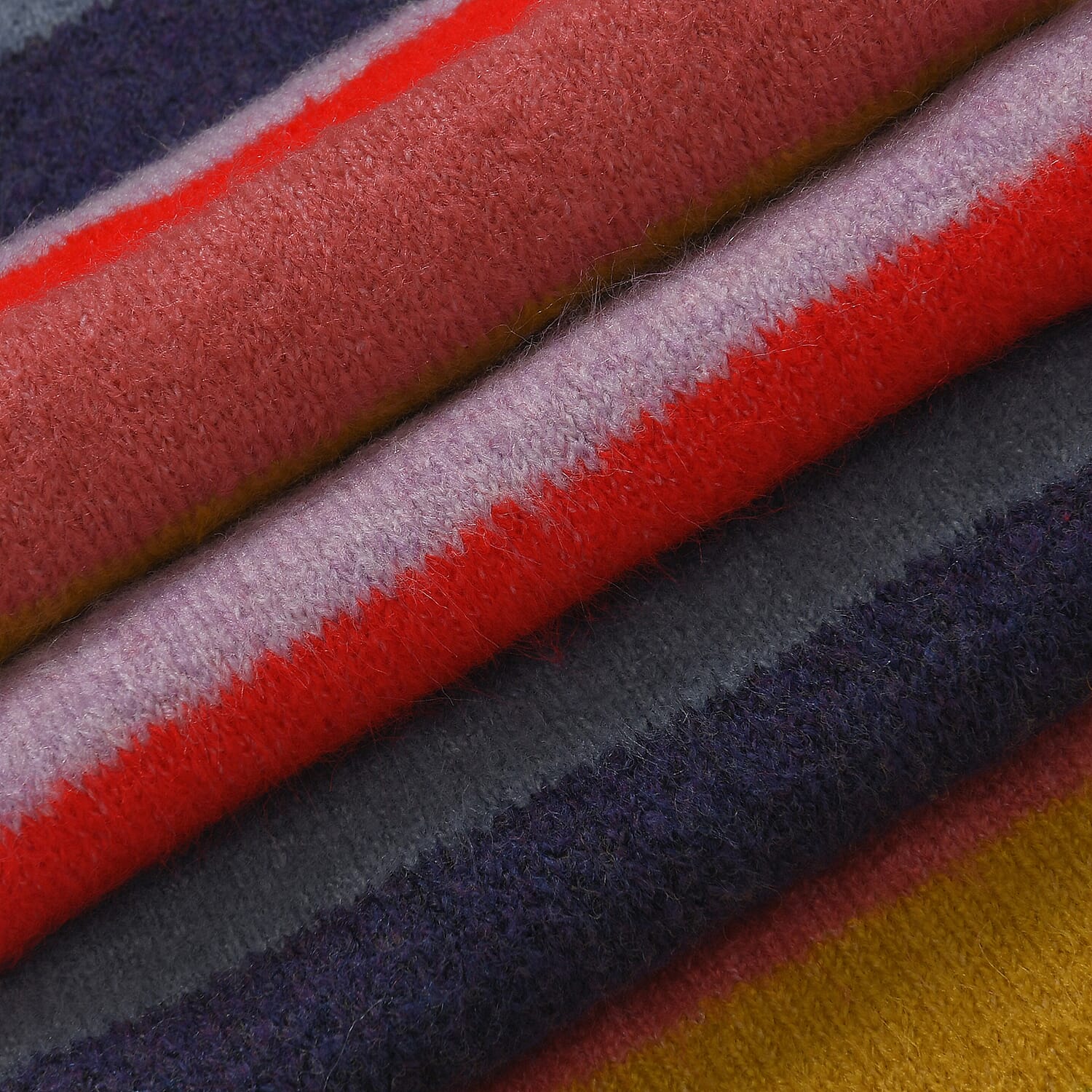 La Marey Knitted Striped Scarf -  Red & Multicolor