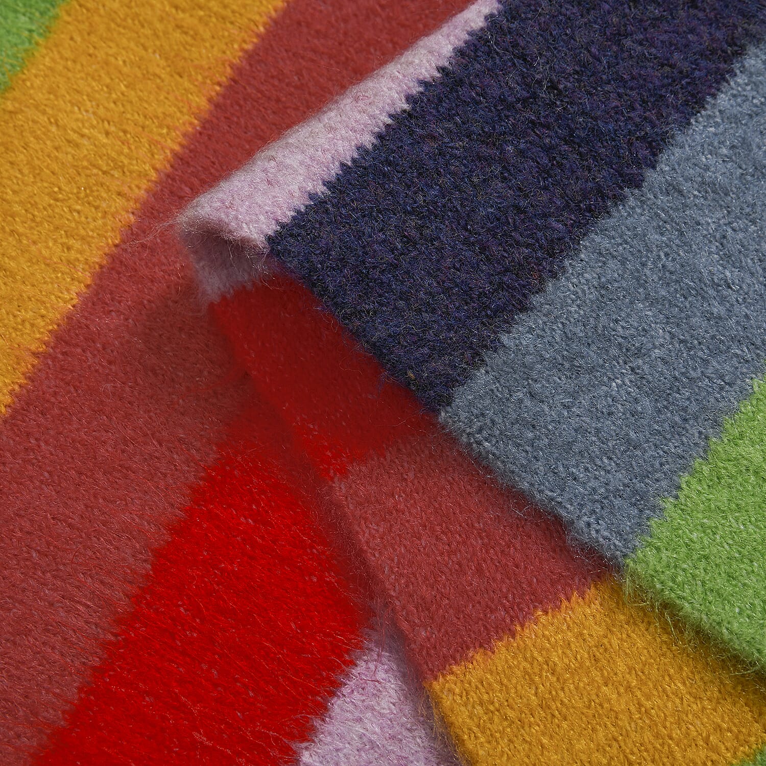 La Marey Knitted Striped Scarf -  Red & Multicolor