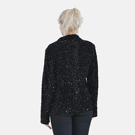 La Marey Festive Sequin Blazer (Size L, 16 to 18) - Black